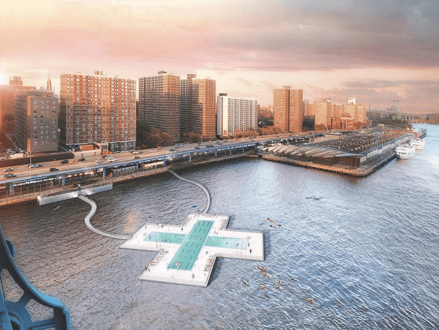piscina galleggiante a New York
